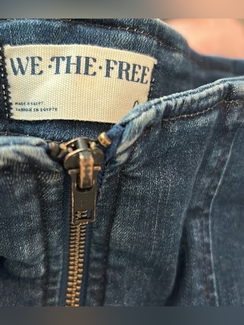 We The Free Layla Denim Panel Mini Skirt Dark Blue Size 10 Zipper Free People - Picture 5 of 6